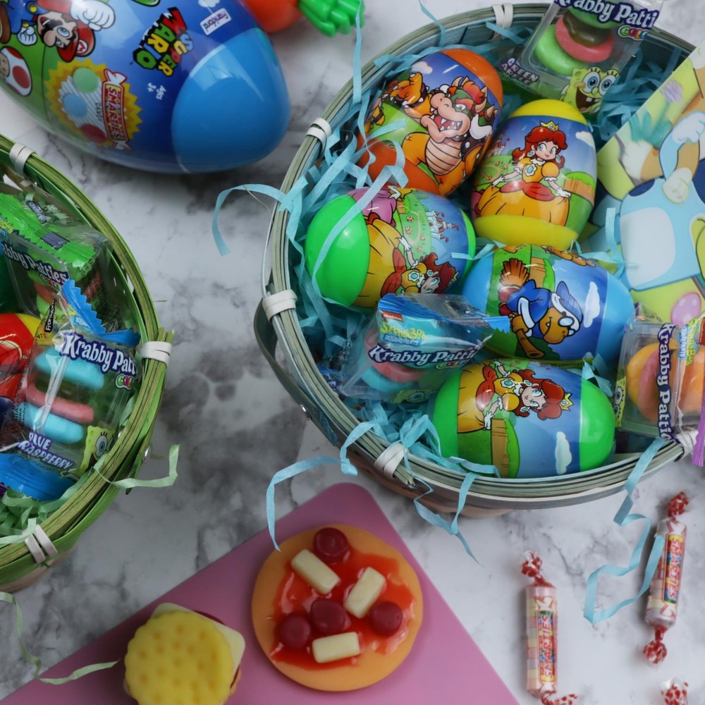 - Super Mario Prefilled Plastic Easter Eggs, Filled with Character Shaped Har...