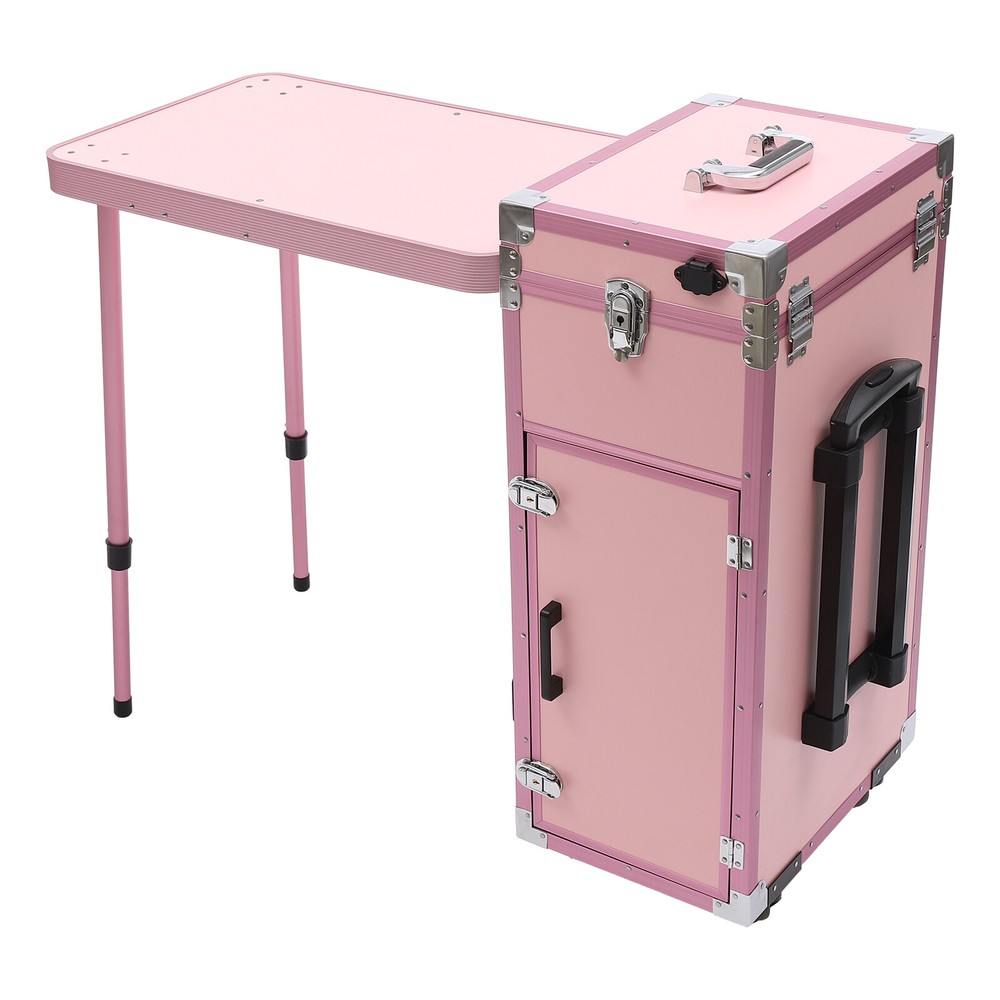 Nail Desk Mobile Station Rolling Makeup Train Case Manicure Table