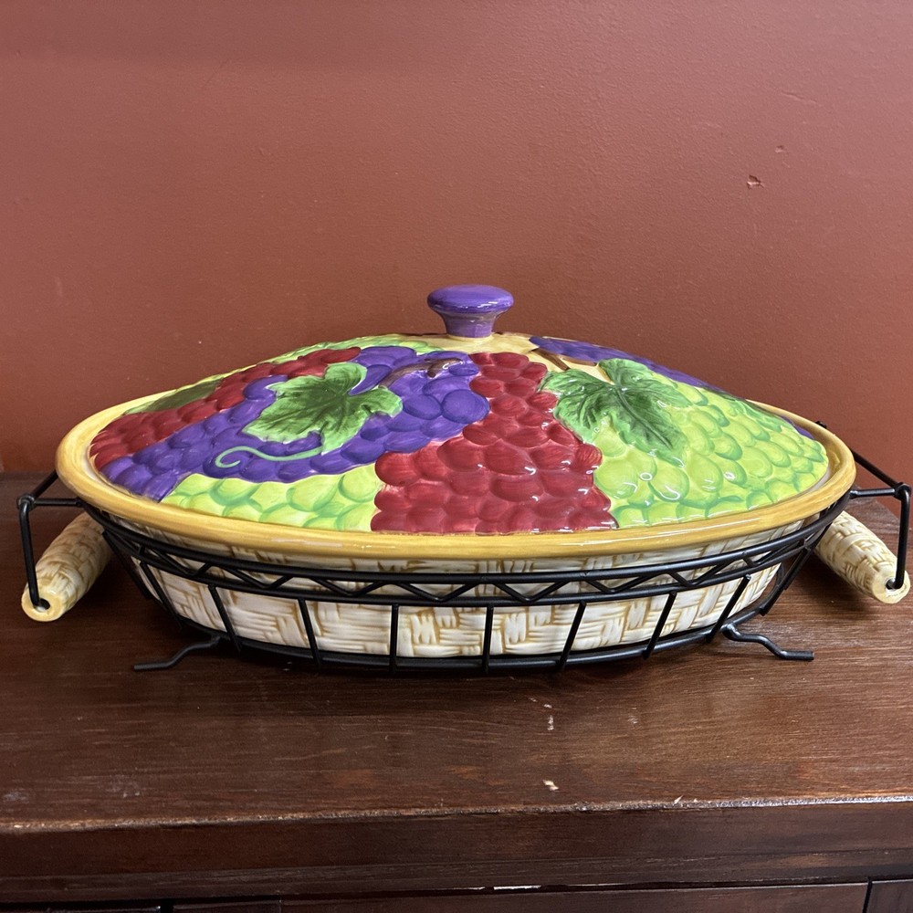 Temp-tations Presentable Ovenware By Tara Fruit Basket Pattern 4 Piece Set NWOB