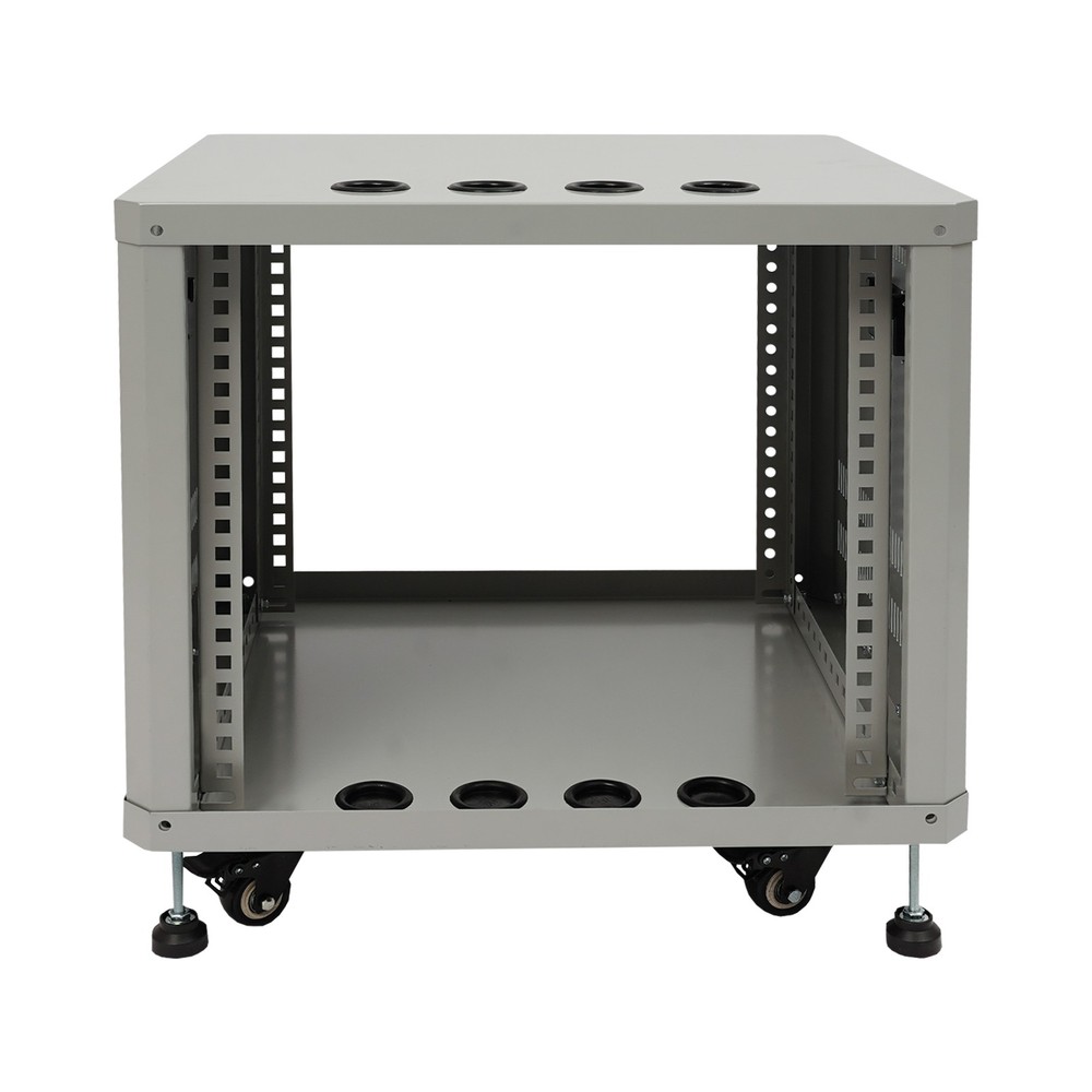 19.8*22.4*18.3" 9U Server Rack Grey Semi-open Rolling Studio Rack Case W/ Wheels