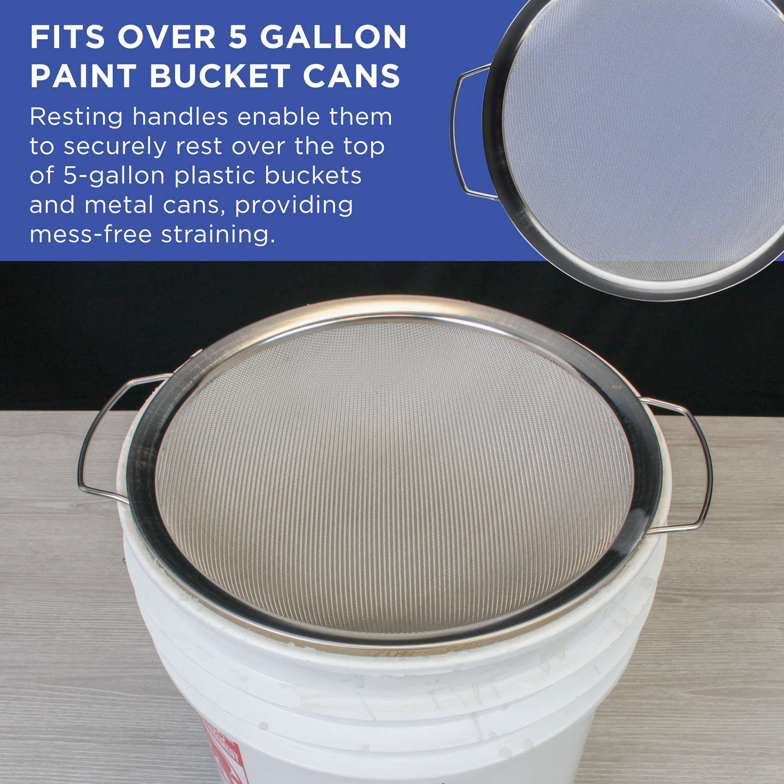 Stainless Steel Paint Strainer, 2Pack - Fits Over 5 Gallon Paint Bucket Cans