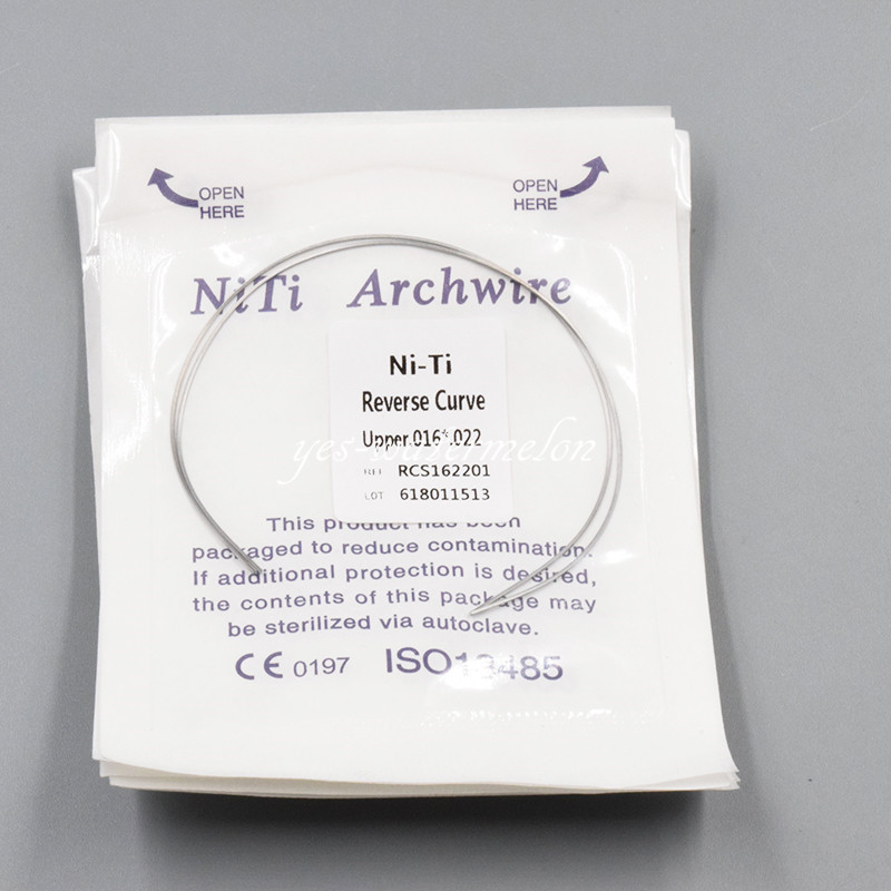 1 Pack 2 Pcs Dental NITI Reverse Curve Rectangular Arch Wires Upper/Lower Sizes