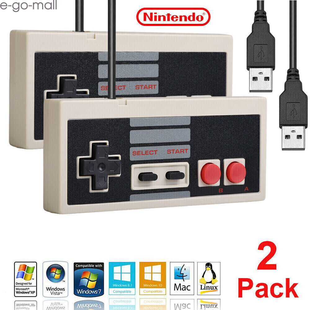2Pack NES Retro USB Classic Controller Joypad Gamepad For PC/MAC Nintendo Games