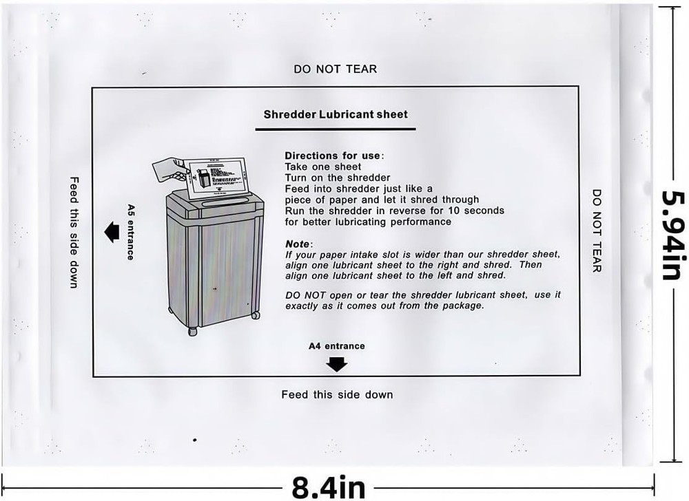 Convenient Shredder Lubricant Sheets - No Mess, Eco-Friendly Solution, 6 Pack