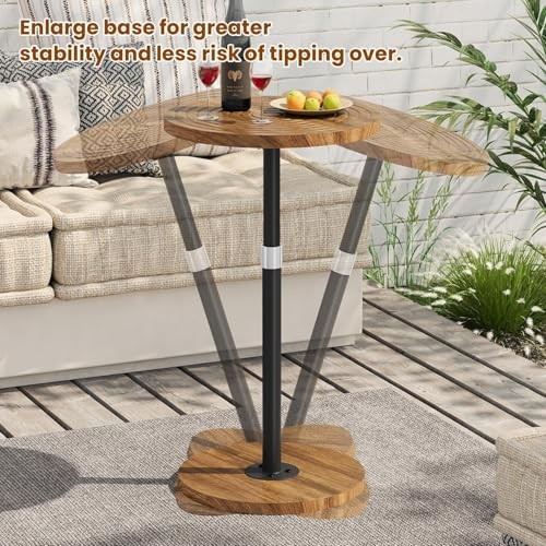 Round Side Table, Adjustable-Height Small Drink Walnut Adjustable-Height 1-Pack