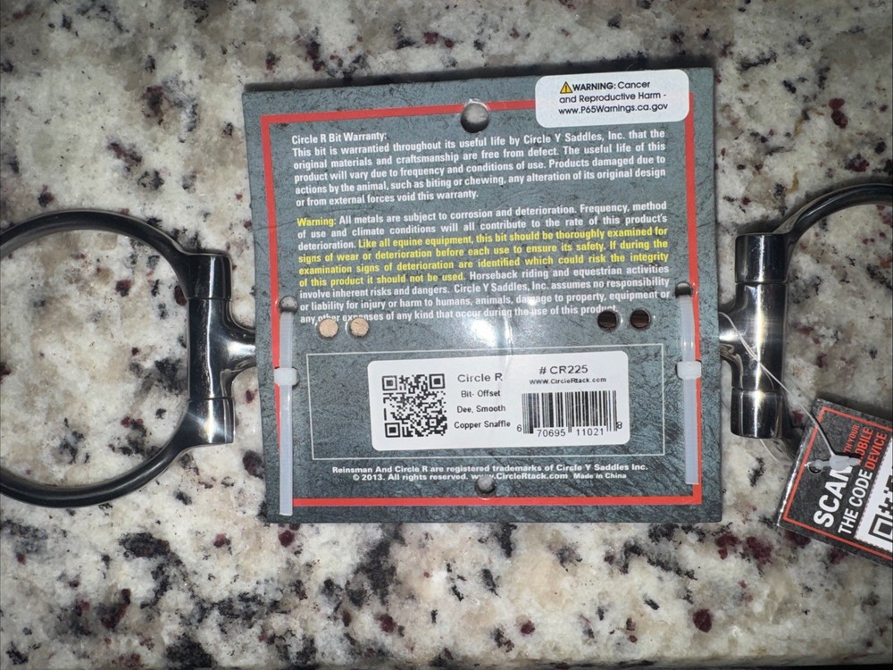 ✨ Circle R #CR225 Bit Offset D Ring 3/8”Smooth Copper Snaffle Stage A 5" Mouth