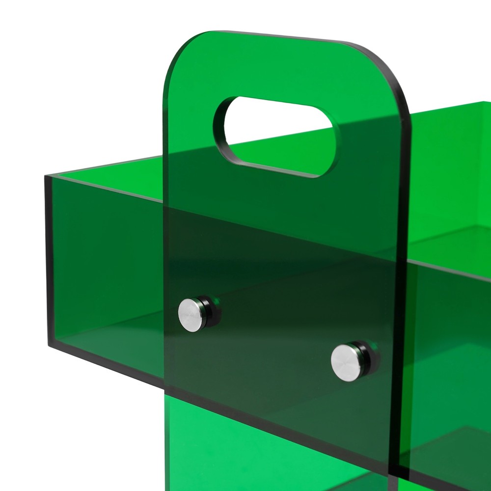 Modern Bedside Table Acrylic Side Table Free Standing Storage Rack with Wheels