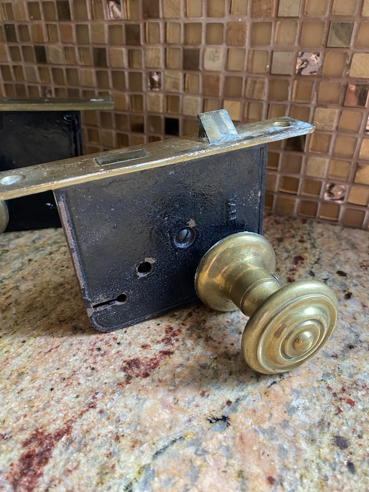 Antique / Vintage 2 Sets Solid Brass Door knob Hardware Set 🔥