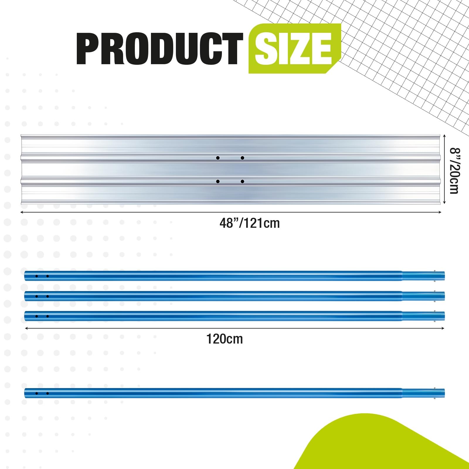 48"x8" Aluminum Bull Float Concrete Tool Kit with 4 Handles & Bracket Finishing