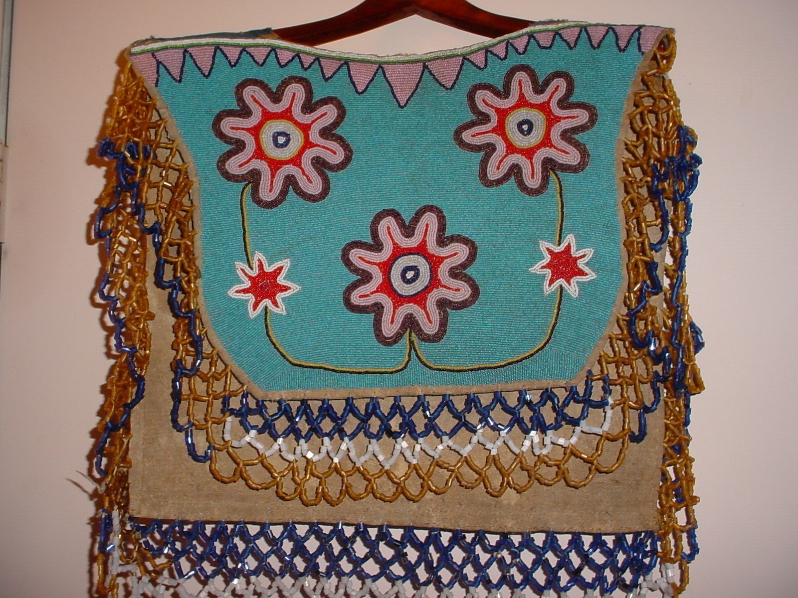 OLD CA 1900 YAKAMA PLATEAU INDIAN FULLY BEADED CAPE YOKE JINGLE DANCE