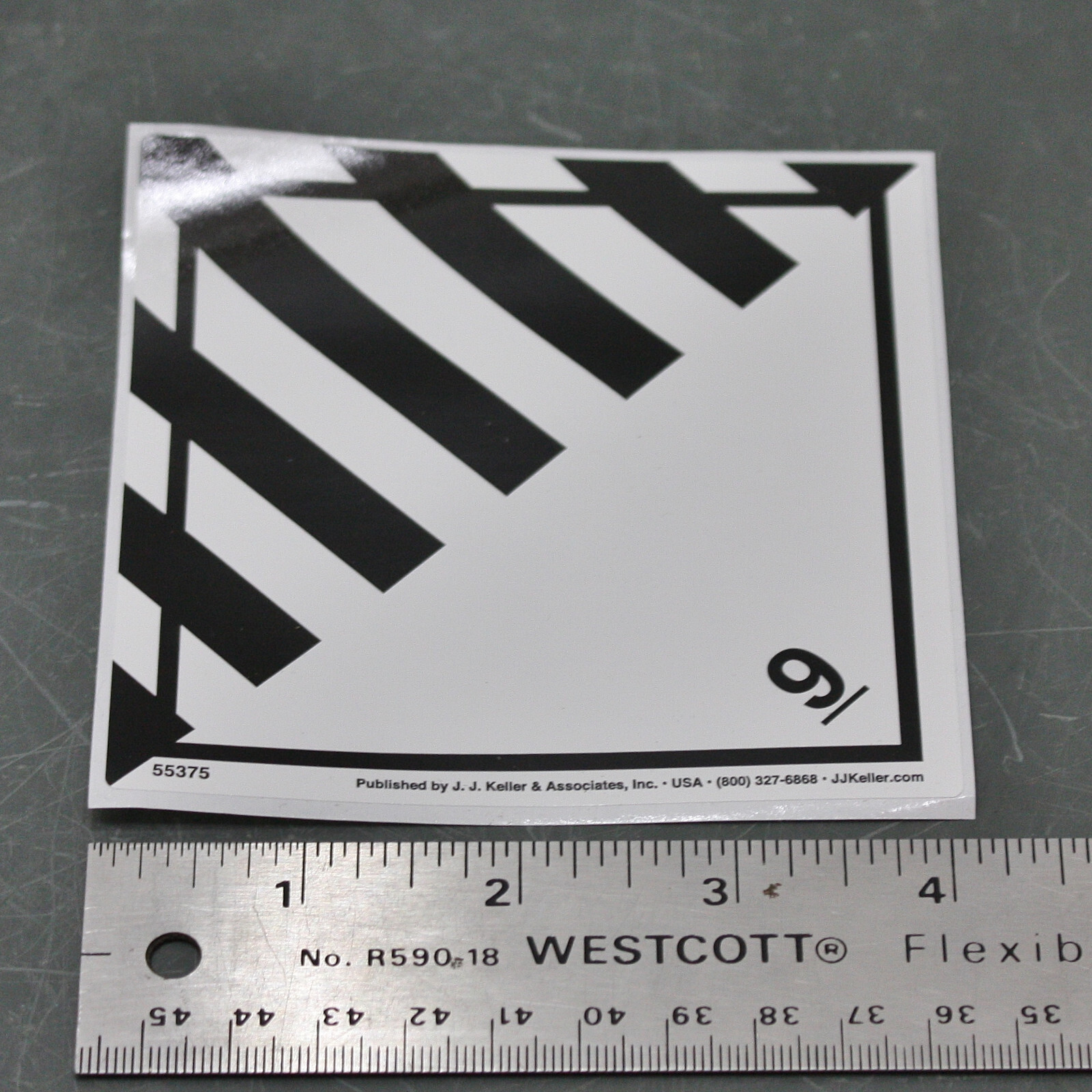 (100) JJ Keller DOT Hazmat Class 9 Label 55375, 4" Square Paper Shipping Sticker