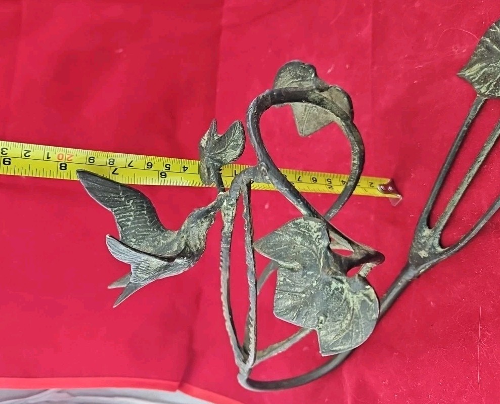 Original Antique Solid Copper Hummingbird Wall Sconce