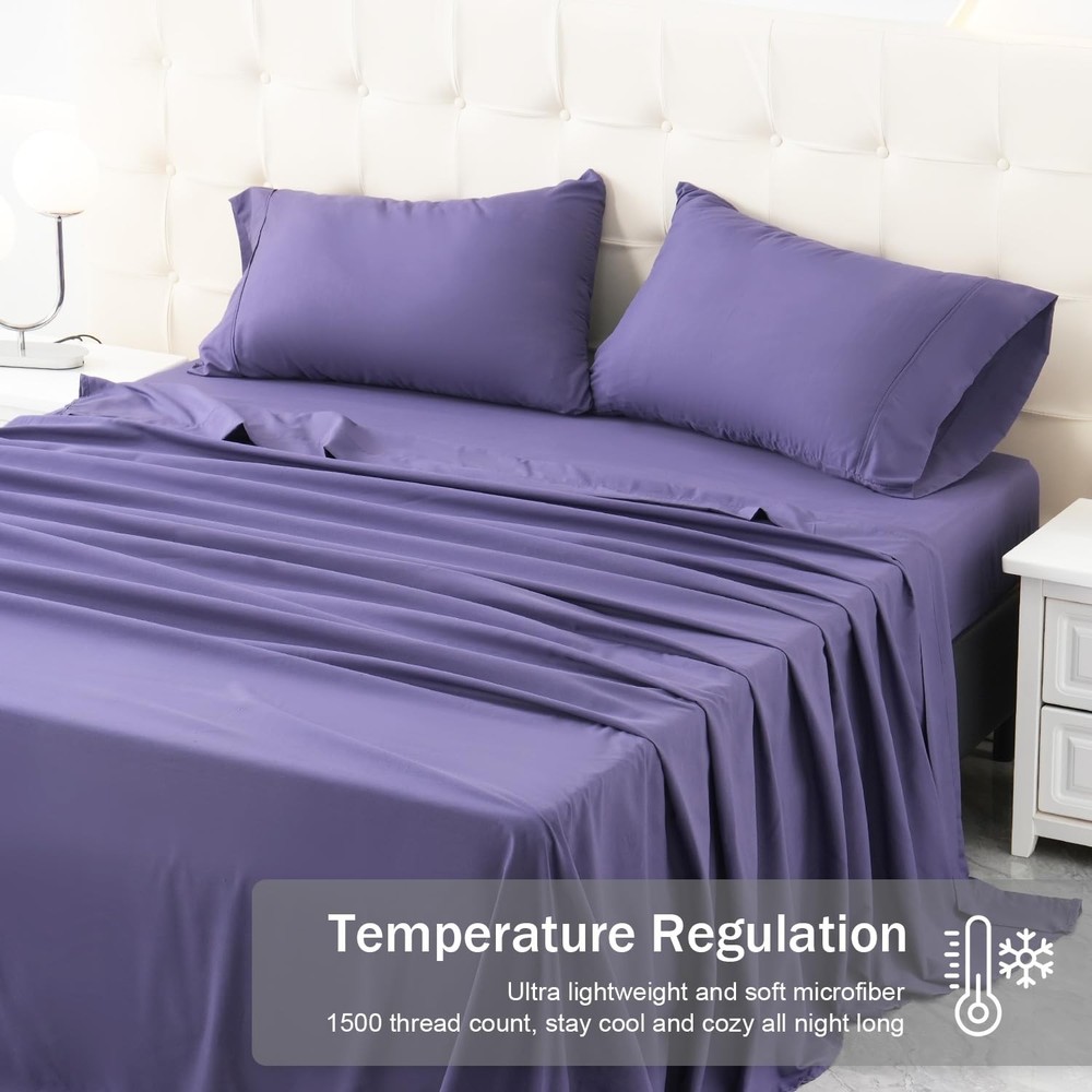 King Bed Sheets Set, Soft Breathable Bedding Sheet Set, Sheets Set with 16" D...