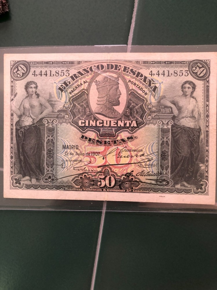 1907  50 pesetas banknote