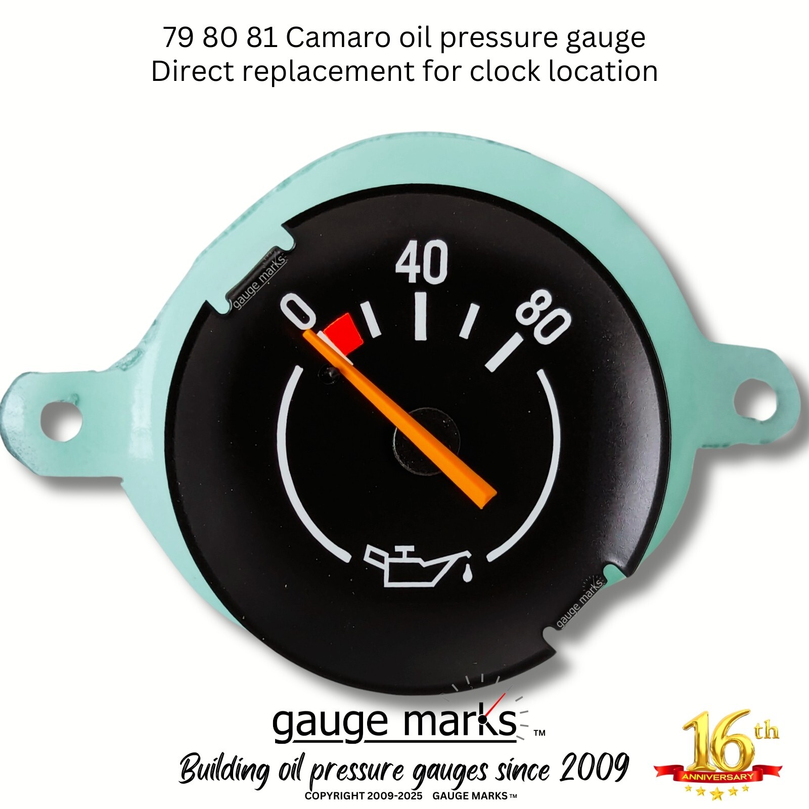 79 80 81 CAMARO OIL PRESSURE GAUGE - fits Gauge Cluster - Clock to OIL Gauge