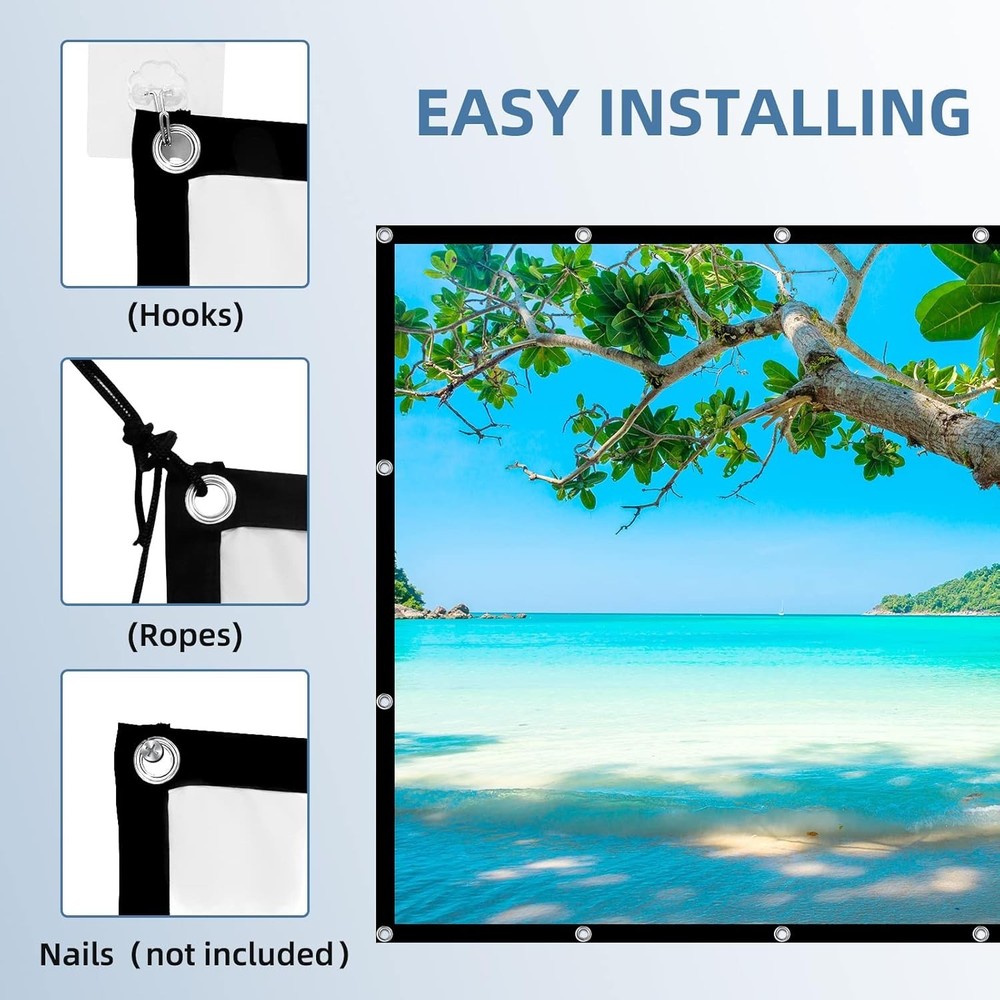 Projector Screen, 4K 16:9 HD Rear Front Projectors Screen Foldable Projection...