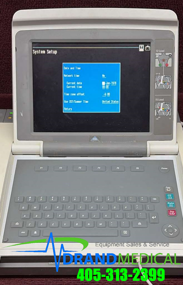 GE MAC 5500 System ECG/EKG Machine with module and barcode scanner