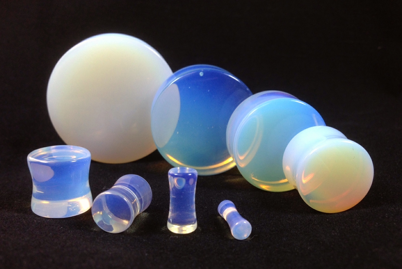 PAIR Opalite Opalescent Stone Moonstone Plugs Gauges - up to 38mm available!