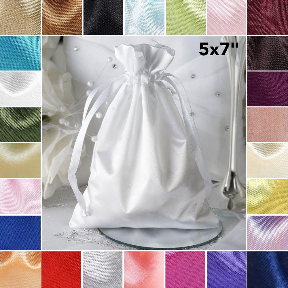 120 pcs 5x7" SATIN FAVOR BAGS Wedding Party Reception Gift Favors WHOLESALE Bulk