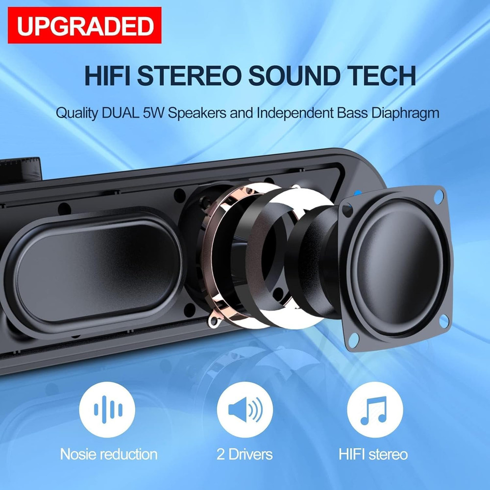Computer Speakers,Pc Speakers for Desktop,Wired Usb-Powered Sound-Bar for Comput