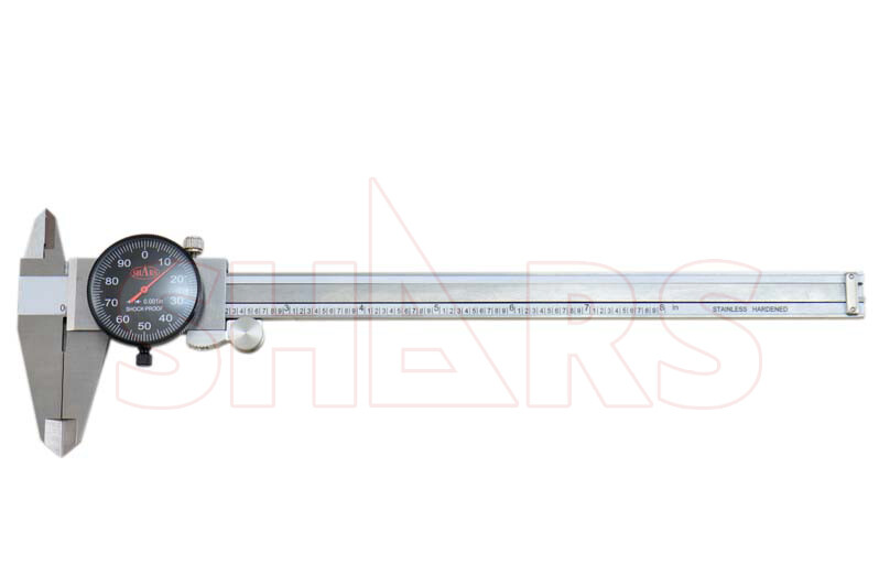 8" DIAL CALIPER SHOCK PROOF .001" STAINLESS 4WAY BLACK FACE Inspection Report P}