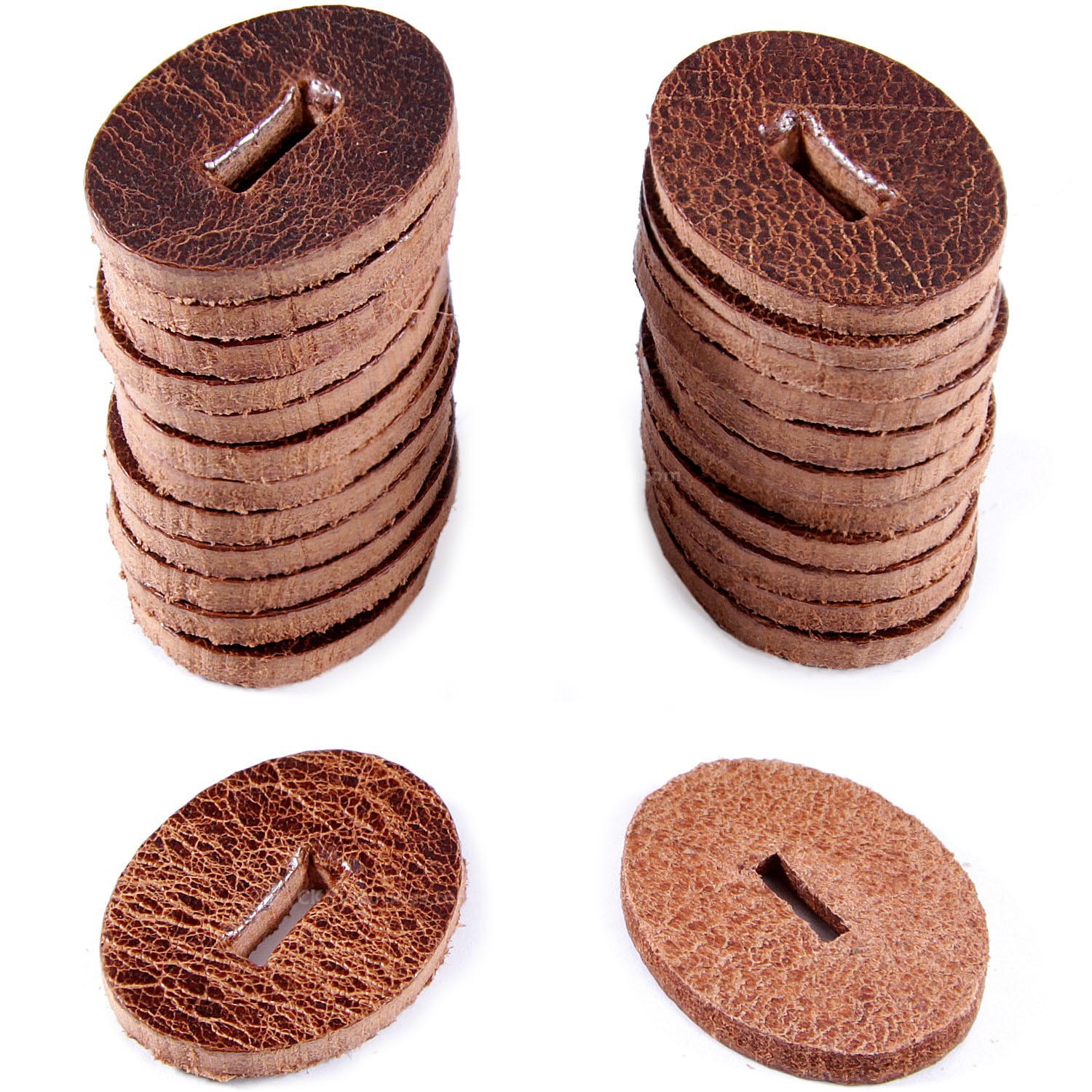 Water Buffalo Leather Knife Handle Washers - Oval - 1.25in - 25, 50, & 100 packs
