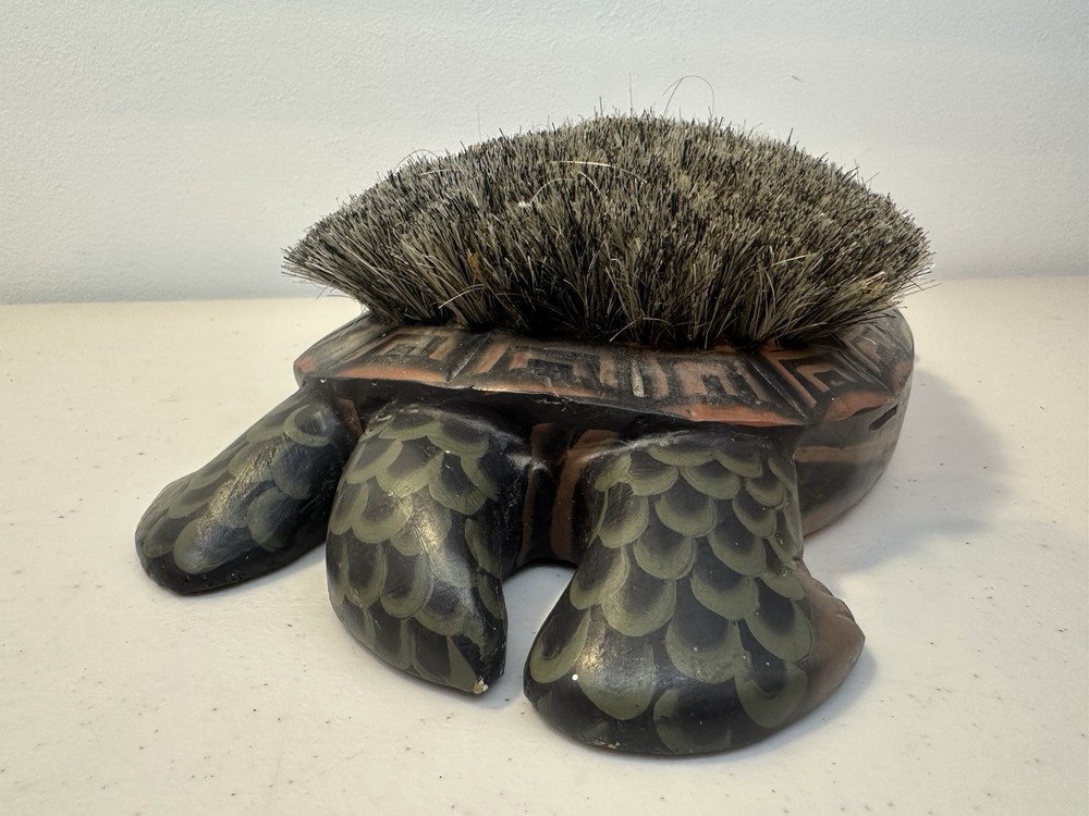 Carved Wooden Turtle Tortoise Shoe/Boot Scraper Brush