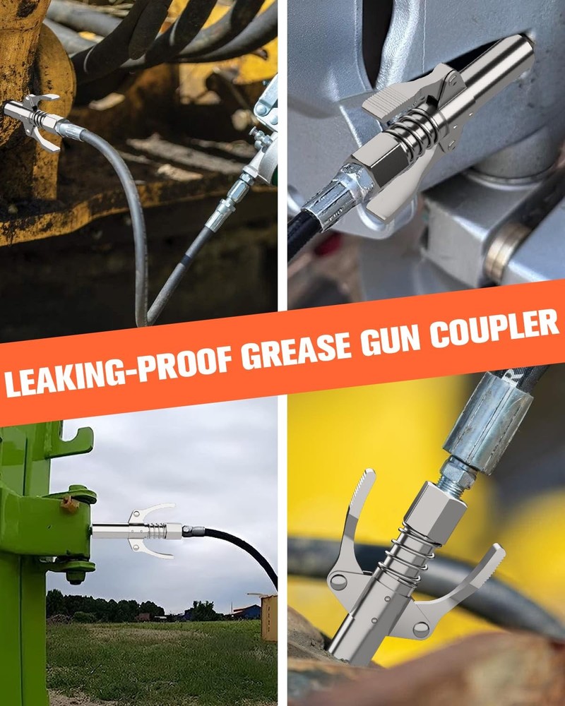 luckywagon Grease Gun Coupler Pro Version - 2 Pack, Silver