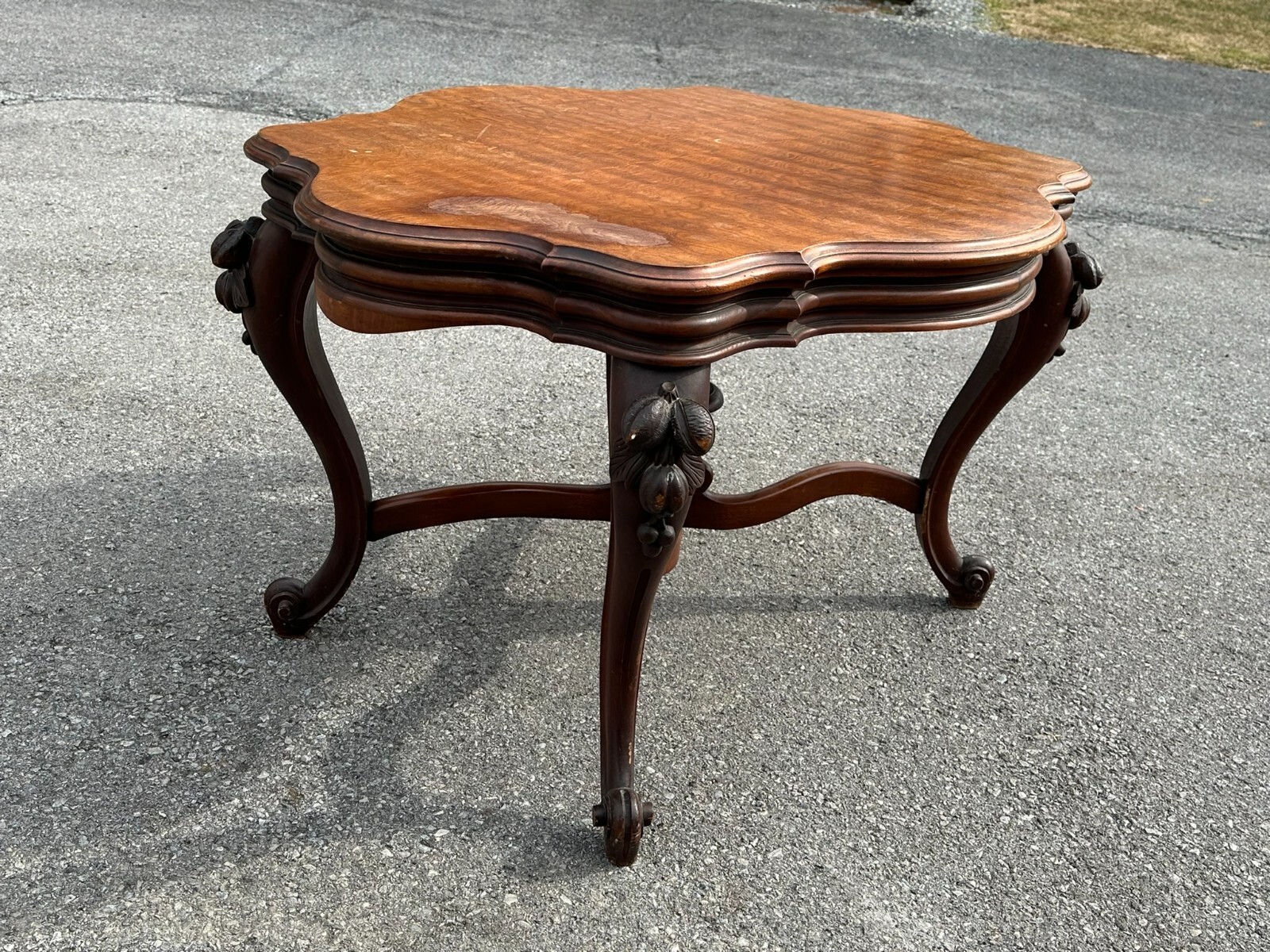 antique carved victorian parlor table center stand 1870 clean turtle top