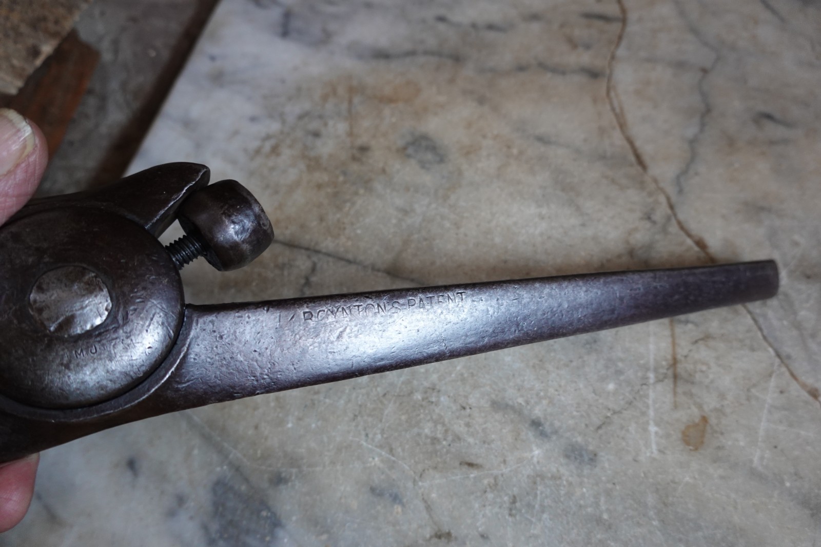 Antique "BOYNTON" ADJUSTABLE ALLIGATOR WRENCH Jun 14 1887 Mechanic Carpenter