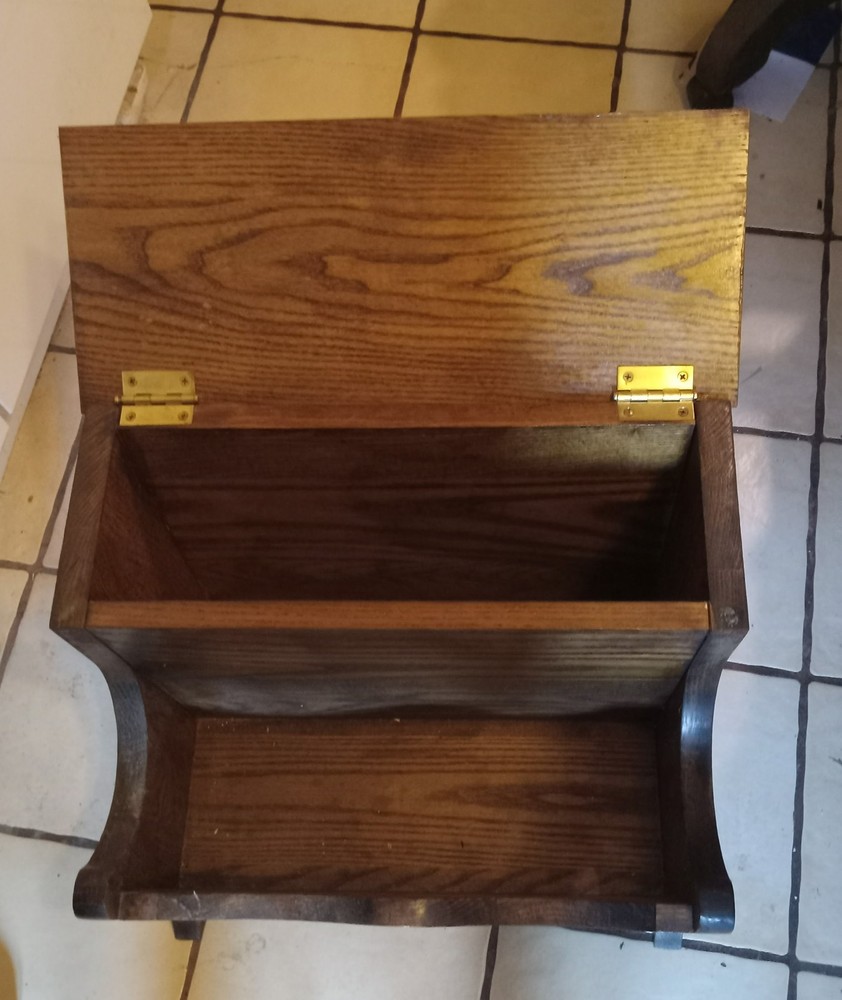 Solid Oak Magazine Rack Footstool / Side Table (MRT-30)