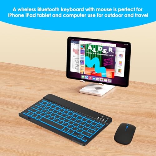 7 Colors Backlit Bluetooth Keyboard and Mouse Combo for Backlit+Black+Mouse