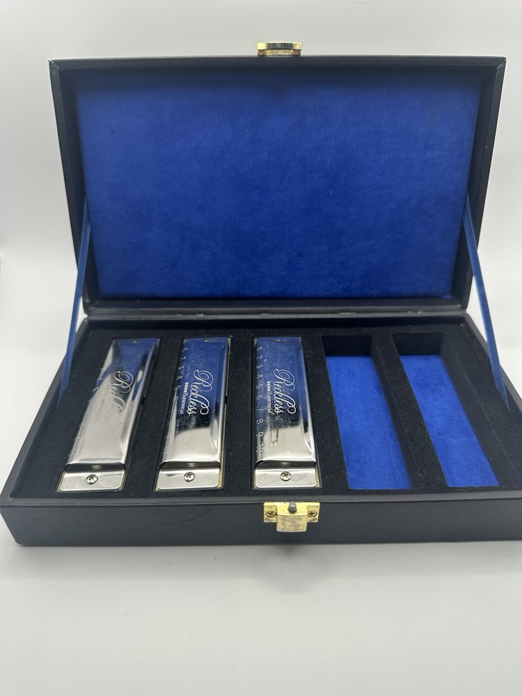 3 Reckless Harmonics With Case Keys E-A-G  (3 Harmonicas)