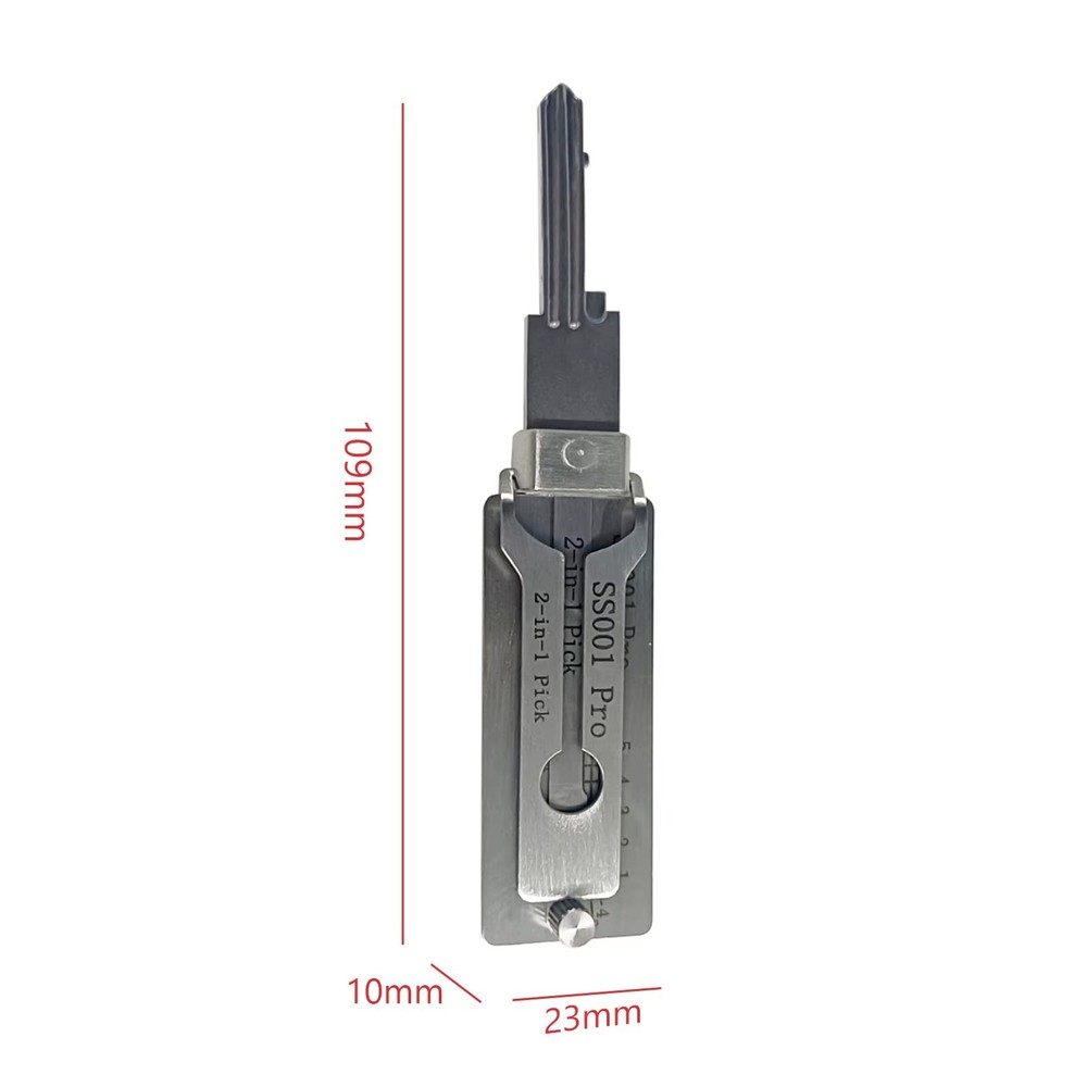2-in-1 Stainless Steel Key Decoder Portable Precision Hook Pickup Hand Tool 1pcs