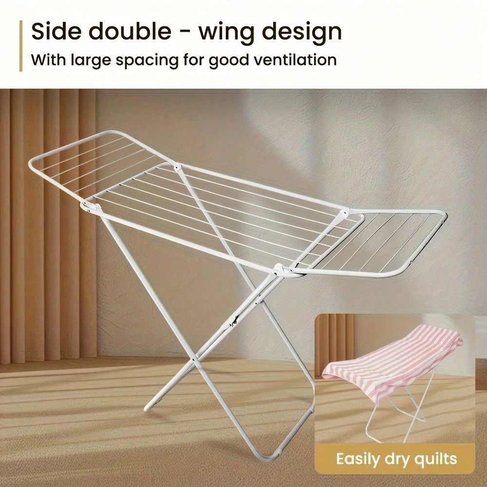 Foldable Clothes Drying Rack with Adjustable Wings Large Free-Standing