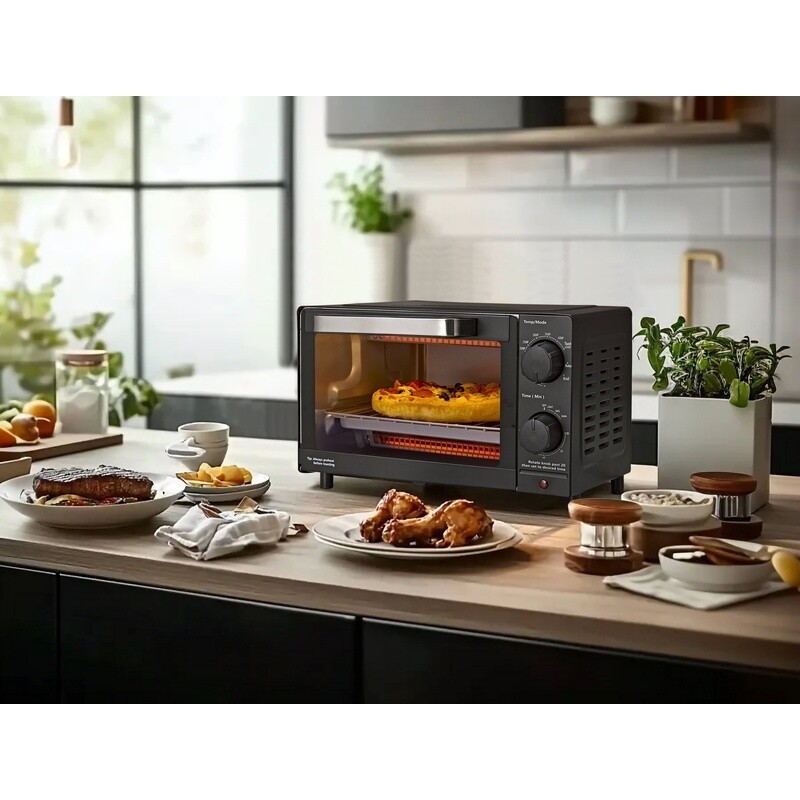 4 Slice Toaster Oven Baking Rack Pan Adjustable Timer 1050W Multi Function New