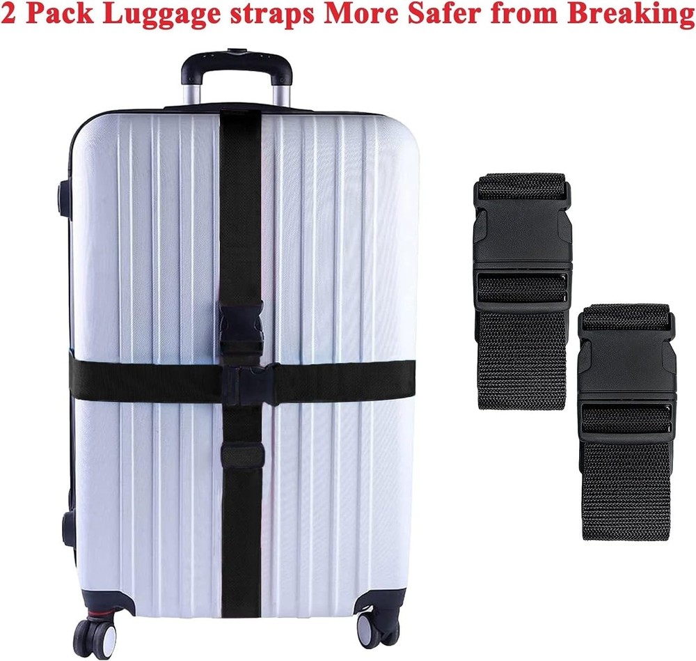 Lightweight 2 Pack Suitcase Belts: Adjustable Travel Straps with Quick Release