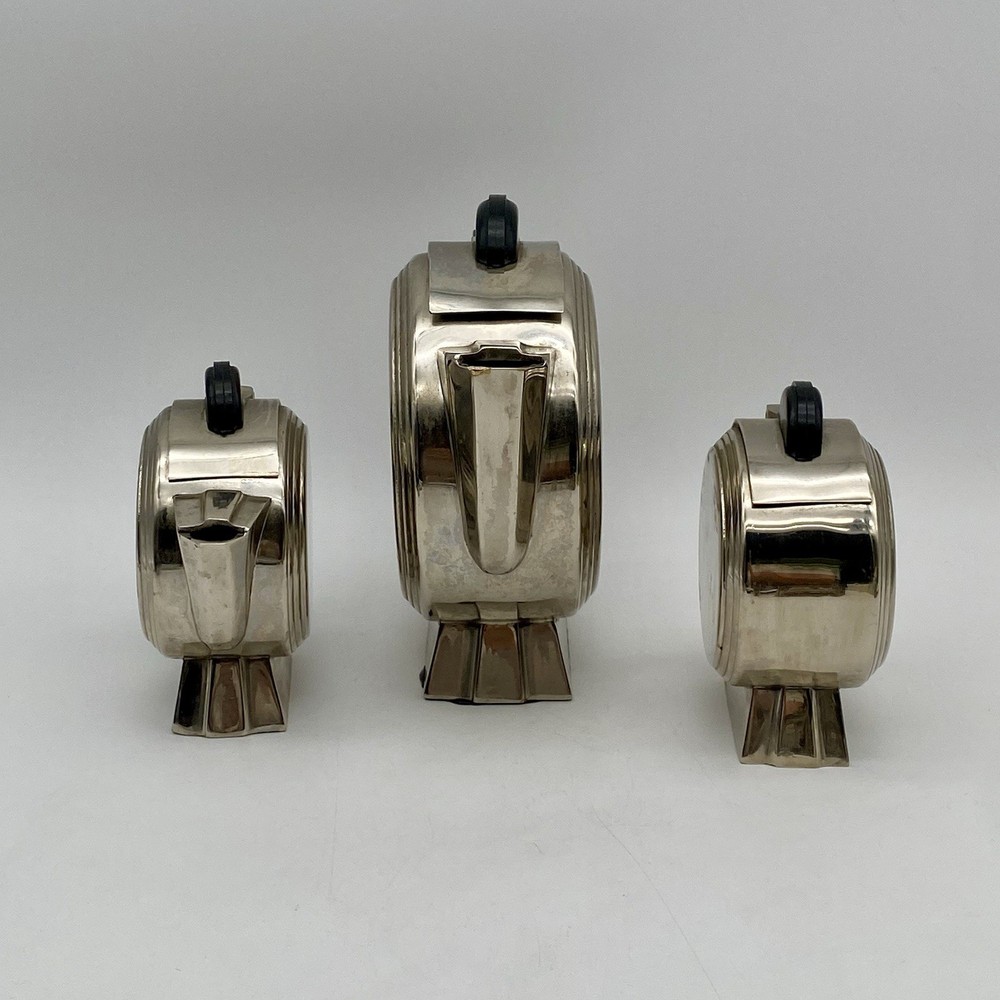 Vintage Art Deco Silverplate Tea Pot Creamer & Sugar