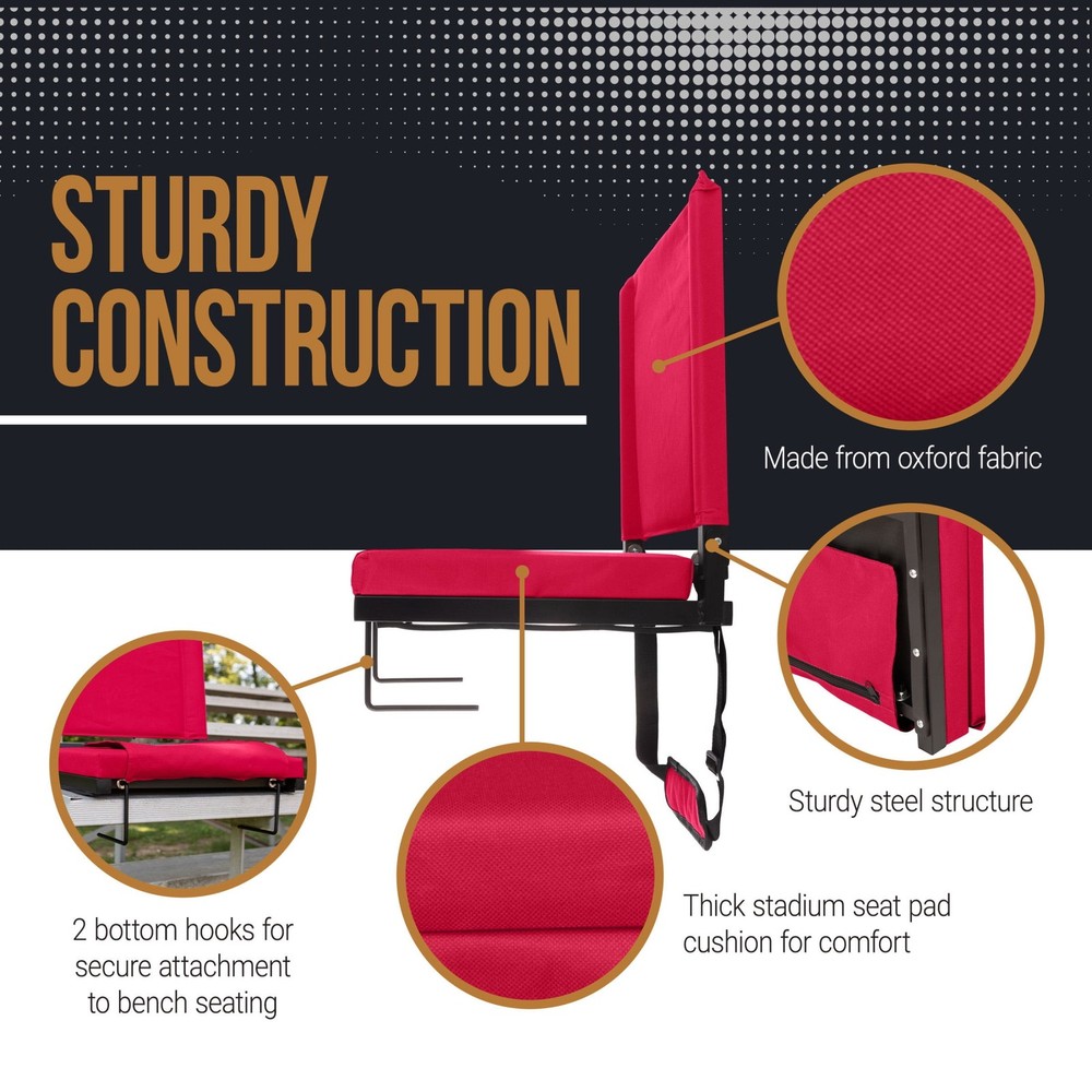 Bleacher Seat - Stadium Seat Cushion with Back, Maroon