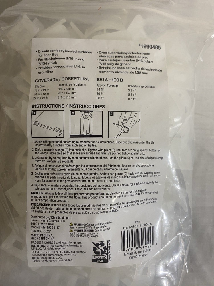 Project Source Tile Leveling System Curved A 100 Pack White Plastic Reusable