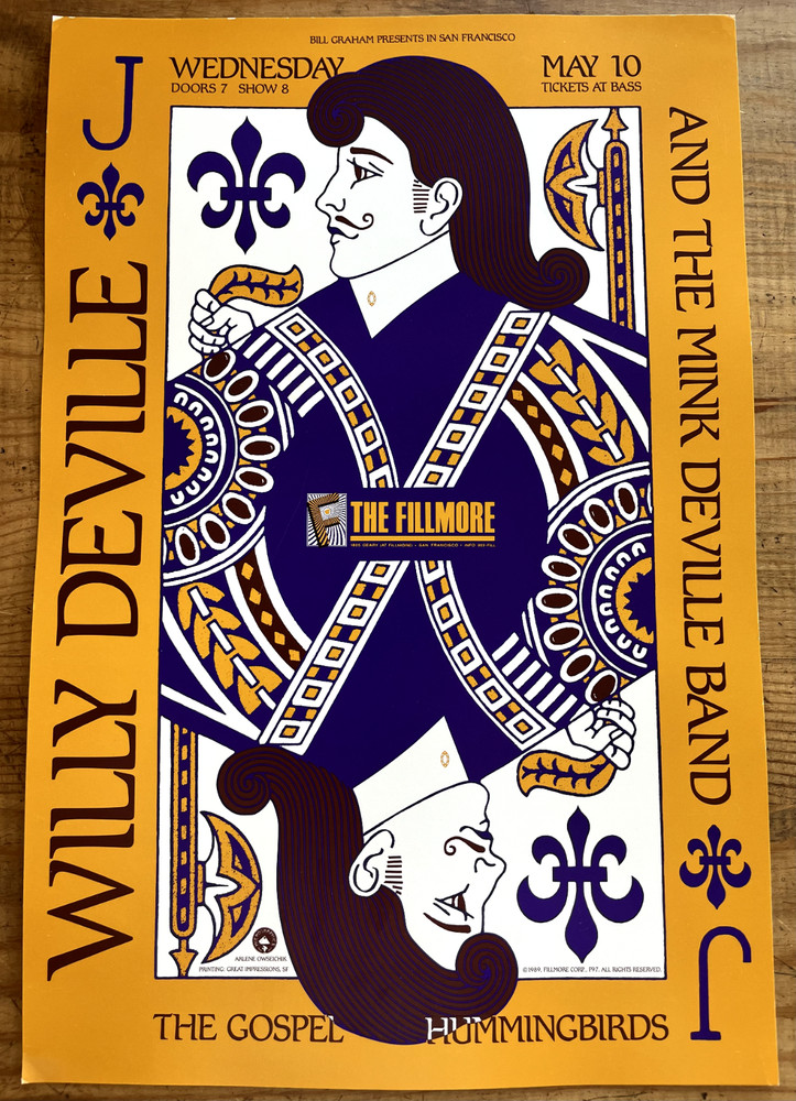 Willy Deville Concert Poster - Fillmore - 1989