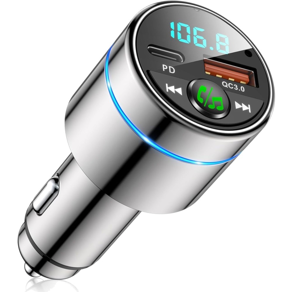 Stylish Car FM Transmitter with Bluetooth 5.3 & Dual USB Fast Charging Ports