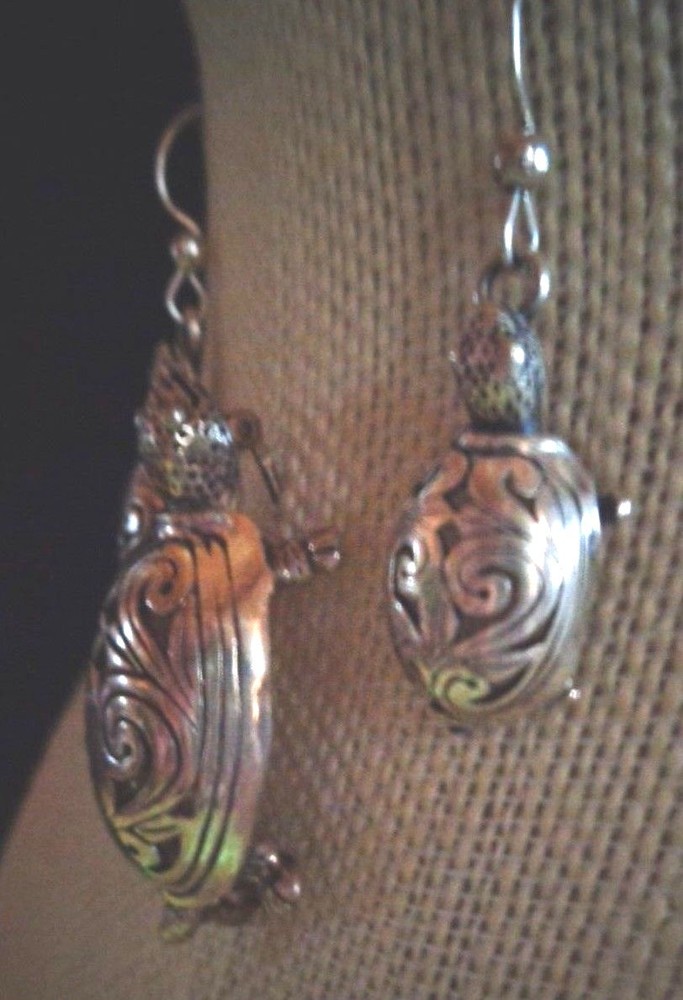 FANCY STERLING SILVER TURTLE BROOCH / PIN AND EARRING SET