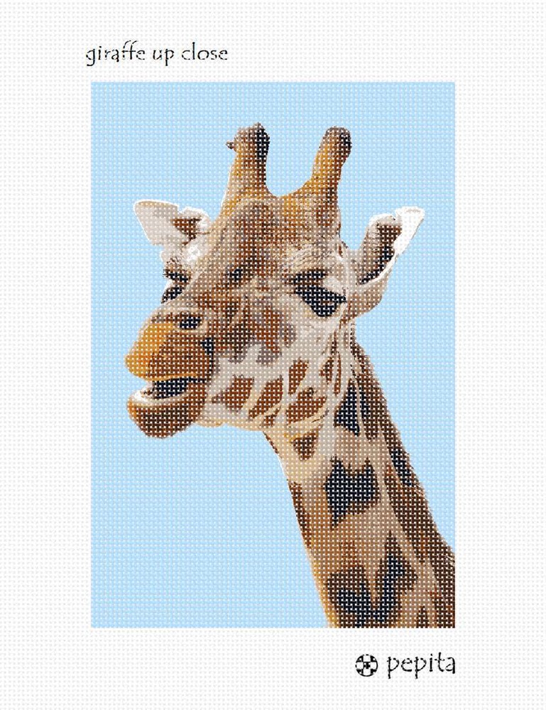 Giraffe Up Close Needlepoint Kit or Canvas