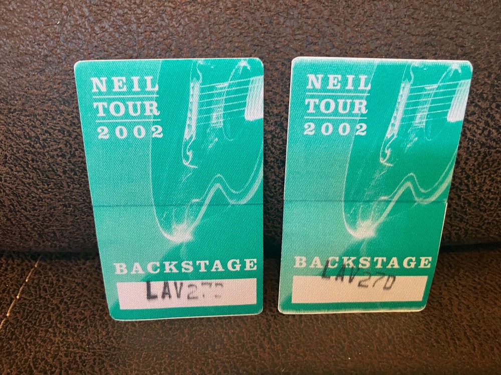 Neil Young TWO Very Good+ 2002 Backstage Passes SHIPS FREE