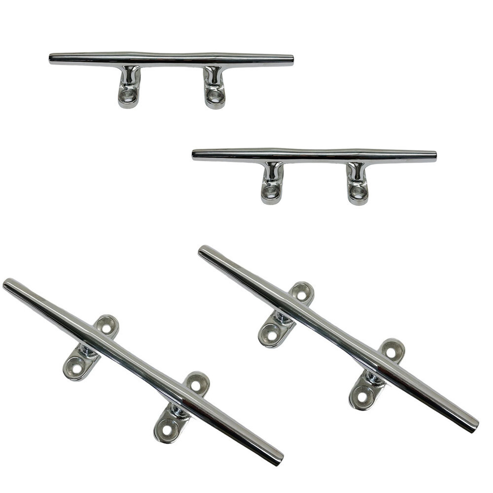 12" Blue Water Deck Cleat Marine Stainless Steel Dock Open Base Rope Cleat 4 Pcs