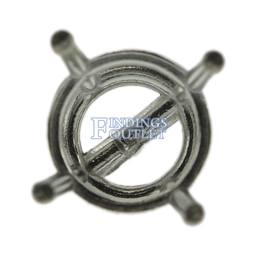 14k White Gold Round Stud Earring Mounting Setting Screw Back Post 4 Prong