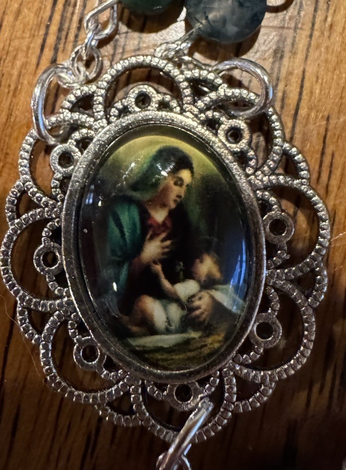 Handmade Rosary Moss Agate Coin Beads