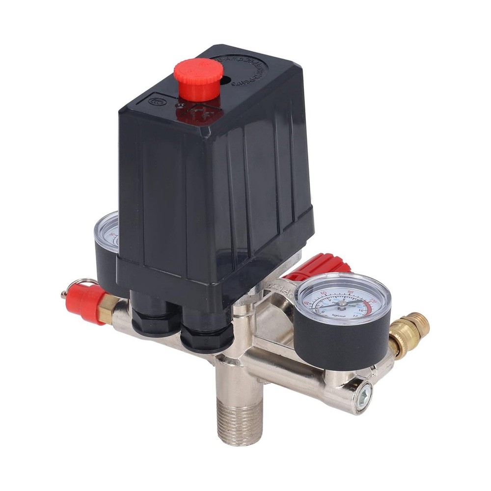 Air Compressor Pressure Switch Manifold 90-120PSI Adjustable Regulator Valve