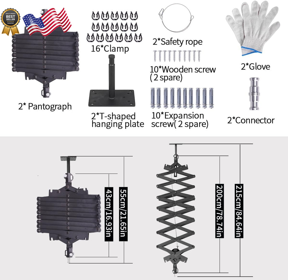 2M/78.7Inch Drop Pantograph for Studio Ceiling Rail System Pantograph Studio Arm
